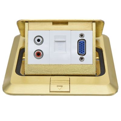 VGA RJ45 Audio Multimedia Combination Pop Up Brass Floor Sockets Ground Outlet Box Waterproof