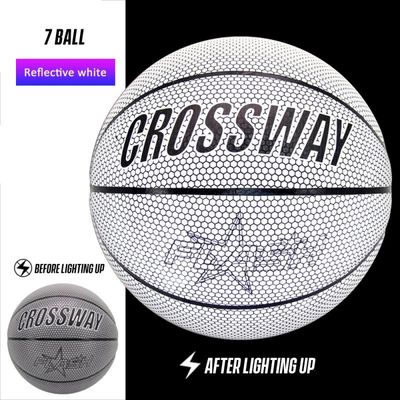 Reflective Basketball Ball Holographic Glowing Night Light Size 7 Basketball Training Game