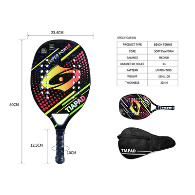 Beach Tennis Racket Carbon Fiber EVA Memory Foam Core Tennis Paddle Racquets with Bag