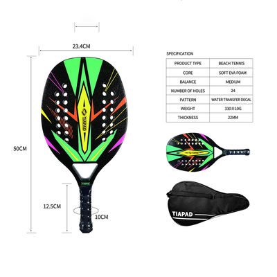Beach Tennis Racket Carbon EVA Foam Core Lightweight Beach Tennis Paddle with Coverbag