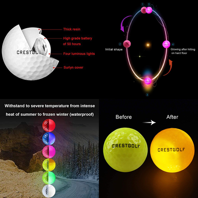 Glow In The Dark Light Up Luminous LED Golf Balls Golfers Night Training Balls