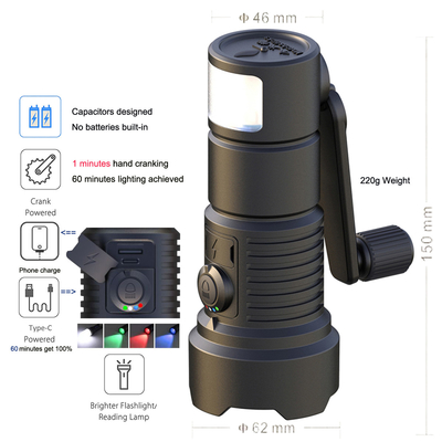 Hand Crank Generator Emergency Flashlight Mobile Phone Charger Outdoor Camping Hiking Survival LED Torch